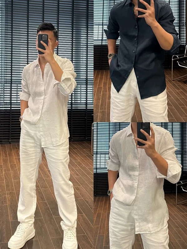 Linen Shirt Breathable - Kemeja Pria Lengan Panjang Linen Ringan