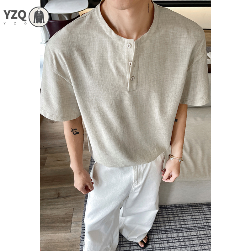Linen Shirt Breathable - Kaos Lengan Pendek Pria dengan Bahan