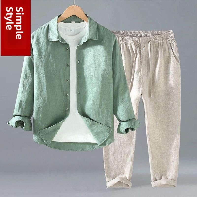 Linen Shirt Breathable - Kaos Linen Lengan Pendek Pria, Kemeja