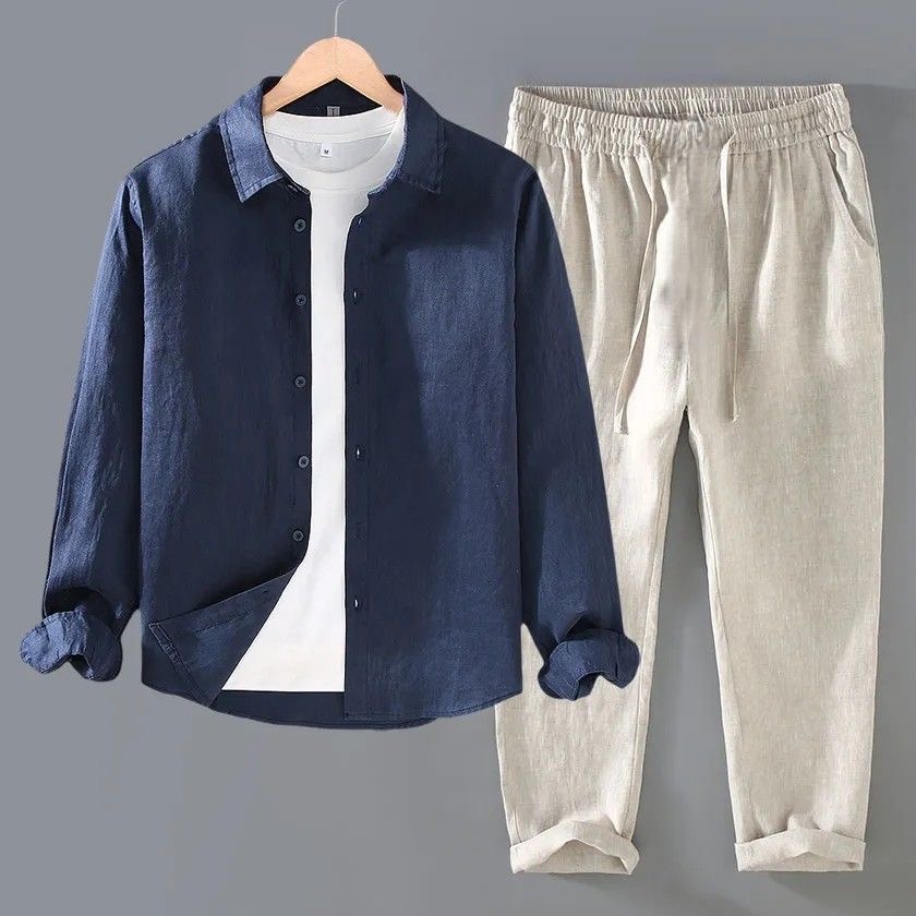 Linen Shirt Breathable - Kemeja Pria Lengan Panjang Kasual Linen