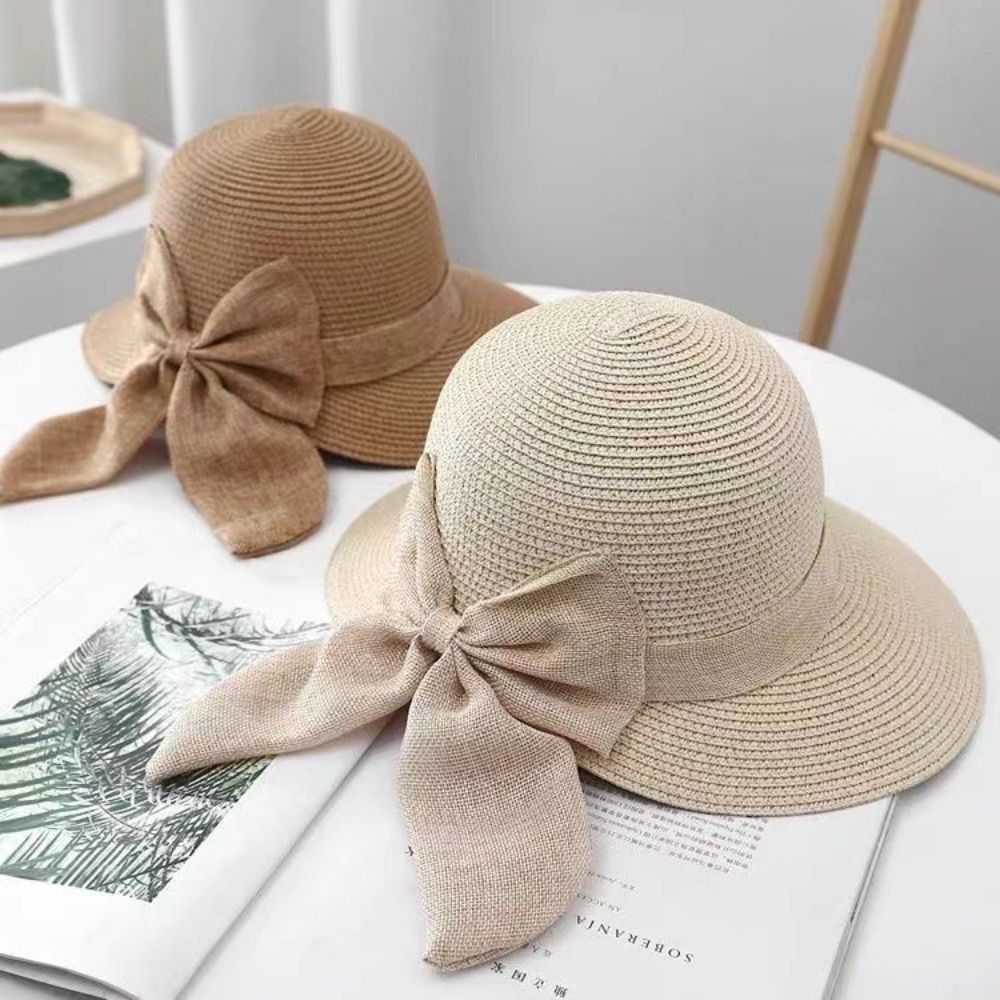 Topi matahari ikatan simpul un - Bucket Hat Straw ulasan dan harga