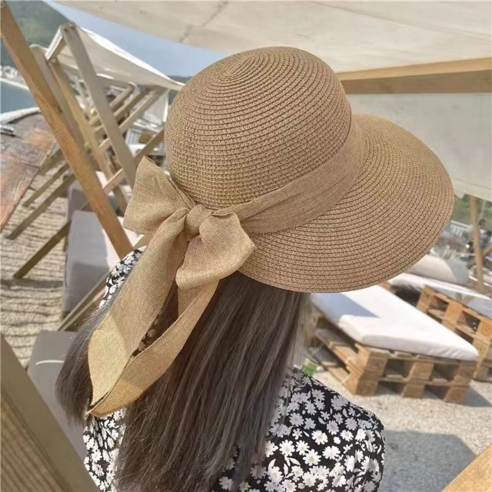 Topi matahari ikatan simpul un - Bucket Hat Straw ulasan dan harga