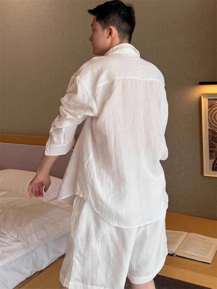 Set Linen Modis Musim Panas un - Linen Shirt Breathable ulasan dan harga