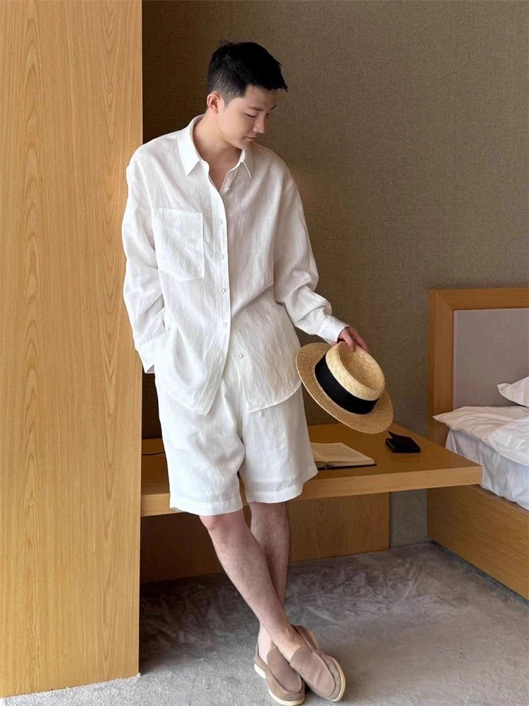 Set Linen Modis Musim Panas un - Linen Shirt Breathable ulasan dan harga