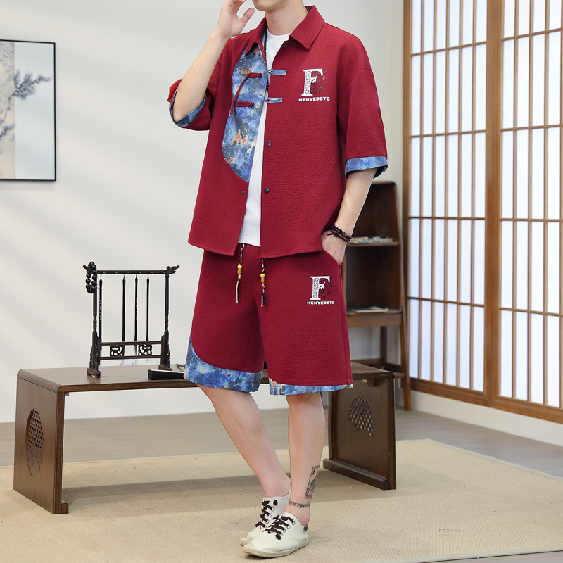 Set Kimono Pria 2 Potong Motif - Resort Shirt Floral ulasan dan harga