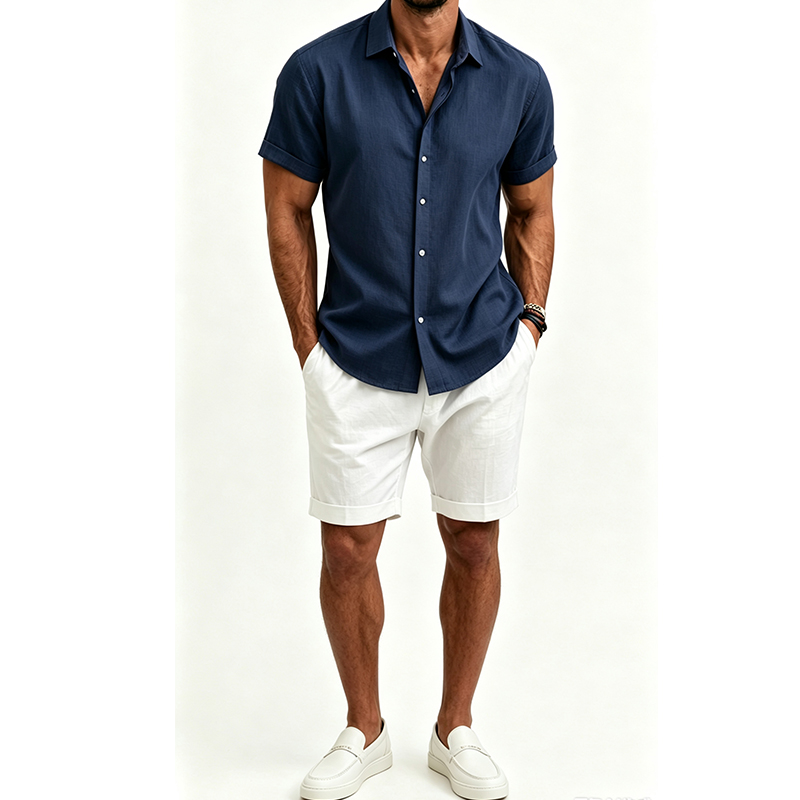 Setelan Kemeja dan Celana Pend - Short Linen Drawstring ulasan dan harga