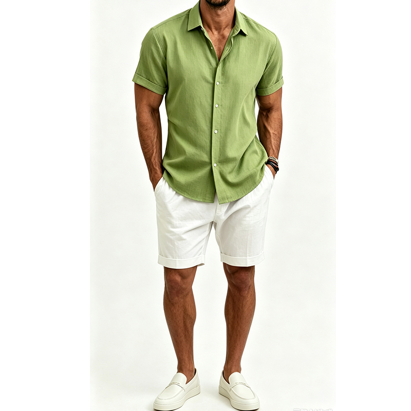 Setelan Kemeja dan Celana Pend - Short Linen Drawstring ulasan dan harga