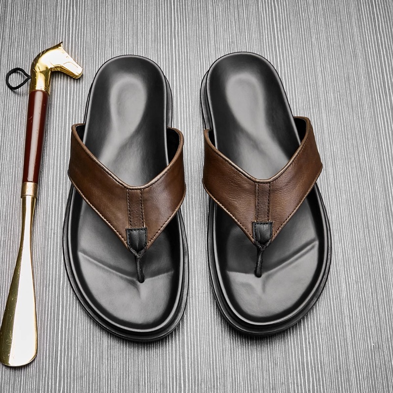 Sandal Jepit Kulit Asli Pria B - Flip Flop Leather Men ulasan dan harga
